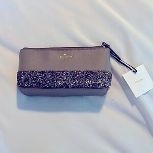 Kate Spade pouch - brand new with tags. Grey with silver glitter bottom